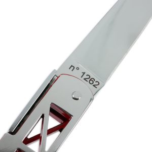 Couteau Laguiole en Aubrac Origine GOLDEN GATE Plein Manche 12cm Rouge et Poli Mirroir
