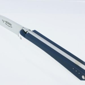 Couteau Laguiole en Aubrac Origine Paquebot FRANCE Plein Manche 12cm Corian Blanc et Bleu