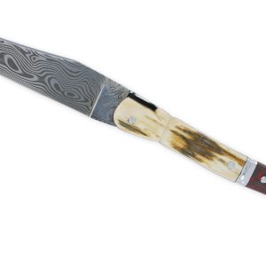 Couteau Laguiole Prestige Créateur 1 Pièce 13 cm Plein Manche en Ivoire de Mammouth et Carbone Lame Damas Pièce Unique