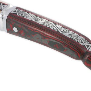 Couteau Laguiole Prestige Créateur 1 Pièce 13 cm Plein Manche en Ivoire de Mammouth et Carbone Lame Damas Pièce Unique
