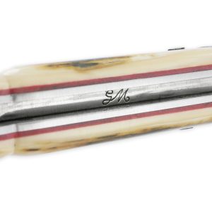 Couteau Laguiole Prestige Créateur 1 Pièce 13 cm Plein Manche en Ivoire de Mammouth et Carbone Lame Damas Pièce Unique