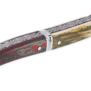 Couteau Laguiole Prestige Créateur 1 Pièce 13 cm Plein Manche en Ivoire de Mammouth et Carbone Lame Damas Pièce Unique