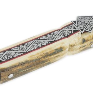 Couteau Laguiole Prestige Créateur 1 Pièce 13 cm Plein Manche en Ivoire de Mammouth et Carbone Lame Damas Pièce Unique
