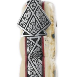 Couteau Laguiole Prestige Créateur 1 Pièce 13 cm Plein Manche en Ivoire de Mammouth et Carbone Lame Damas Pièce Unique