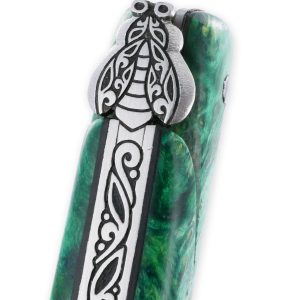 Couteau Laguiole Prestige Créateur 1 Pièce 13 cm Plein Manche Erable teinté Vert et Ivoire de Mammouth Pièce Unique