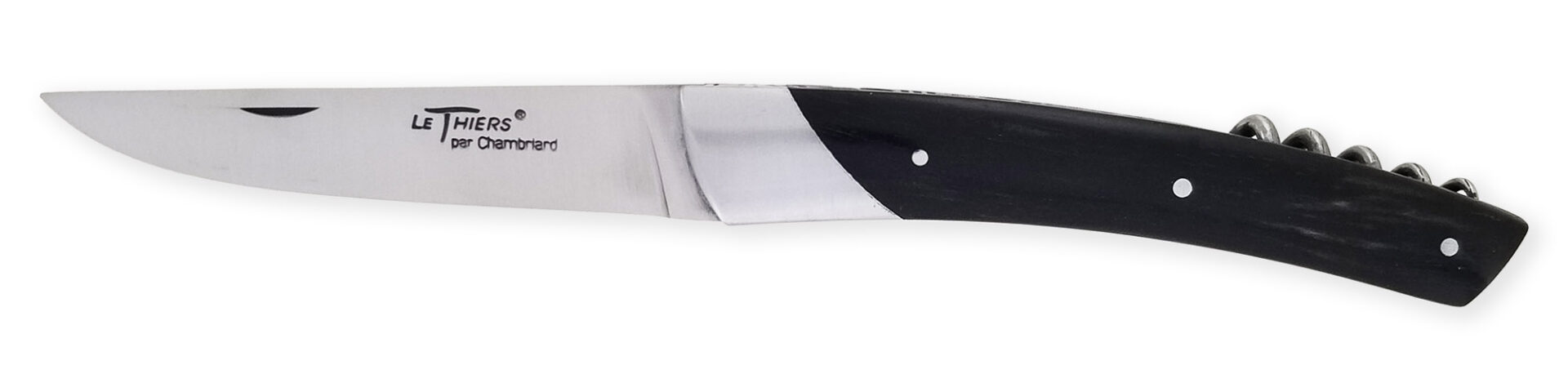 Couteau Le Thiers Chambriard Compagnon Grand Cru Manche en Ebène avec Tire Bouchon 12cm