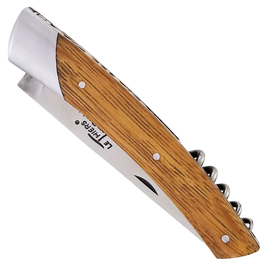 Couteau Le Thiers Chambriard Compagnon Grand Cru Manche en Vieux Chêne avec Tire Bouchon 12cm
