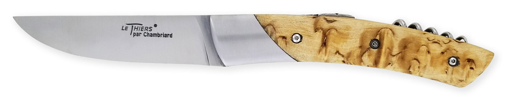 Couteau Le Thiers Chambriard Trappeur Grand Cru Manche en Bouleau de Norvège 12cm