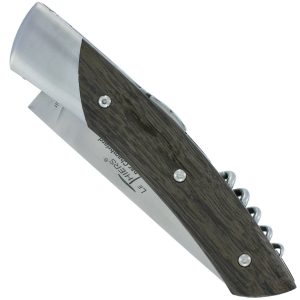 Couteau Le Thiers Chambriard Trappeur Grand Cru Manche en Chêne des Marais (Morta) avec Tire Bouchon 12cm