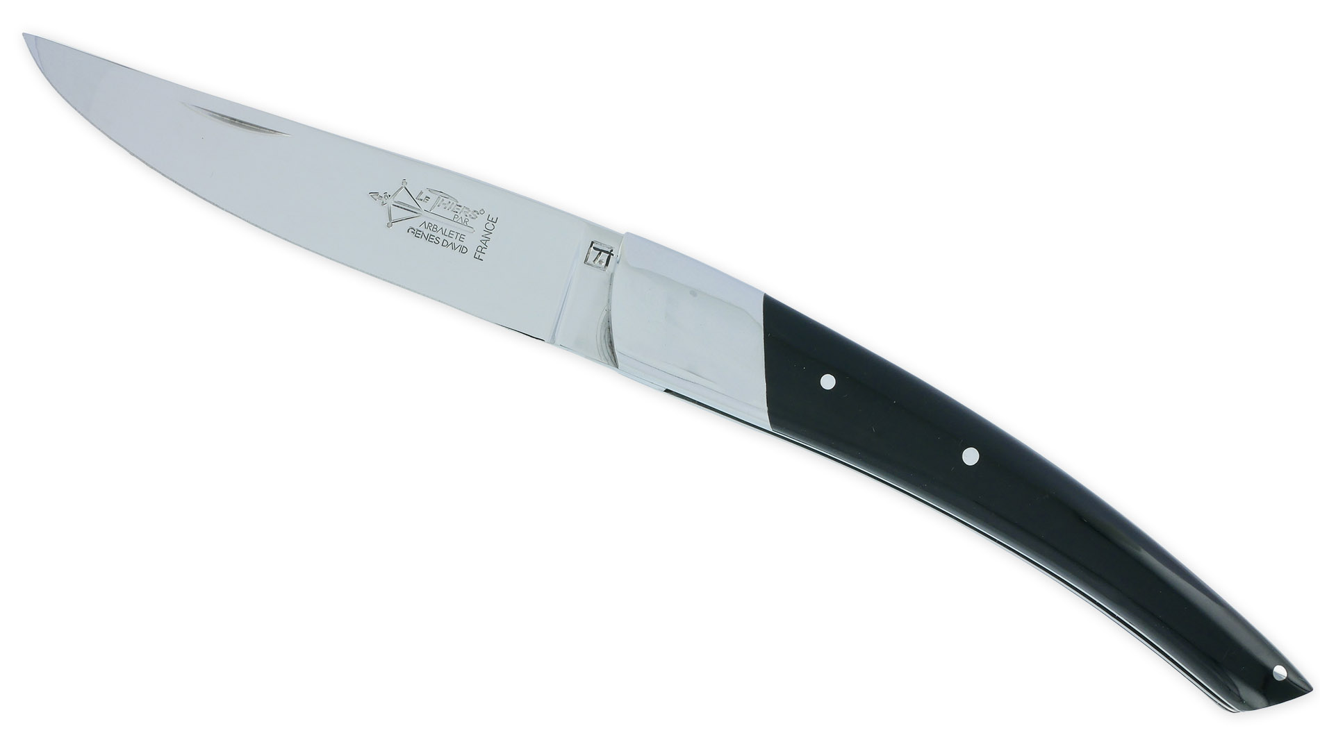 Couteau le Thiers Laguiole Arbalète Buffle 1 Mitre 12 cm Finition Brillante