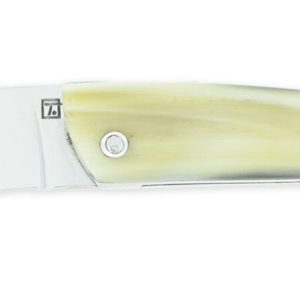 Couteau le Thiers Laguiole Arbalète Double Platines Plein Manche Pointe de Corne Blonde