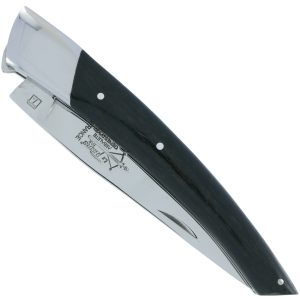 Couteau le Thiers Laguiole Arbalète Manche Ebène Ressort Guilloché 1 Mitre 12 cm Finition Brillante