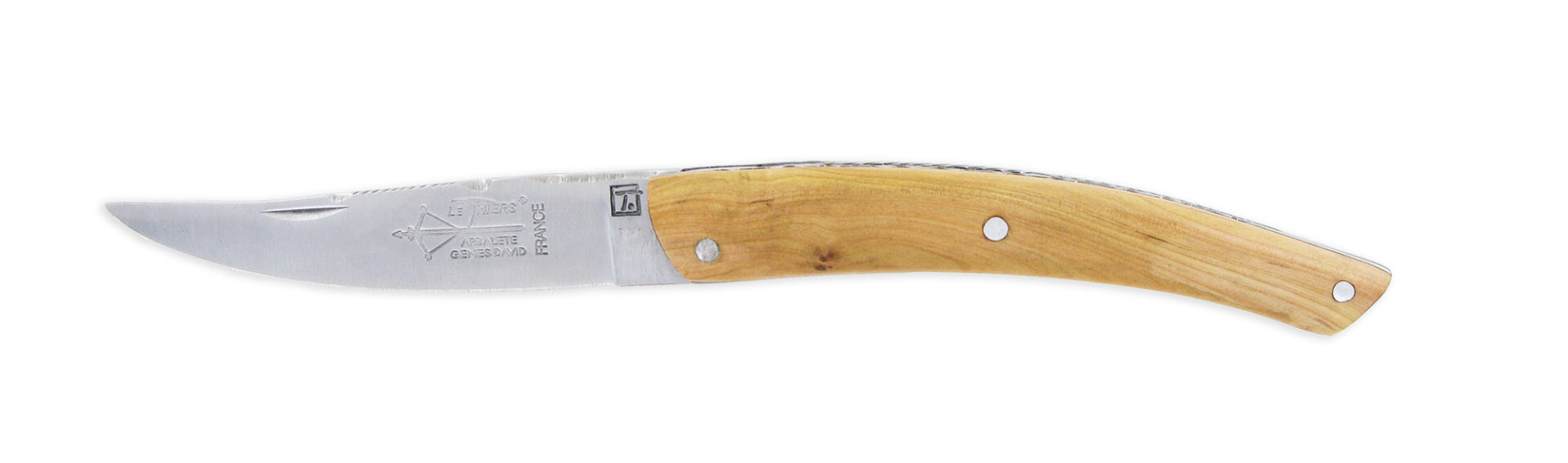 Couteau Le Thiers Laguiole Arbalète Plein Manche en Genévrier ( Très Petit Couteau 8 cm)