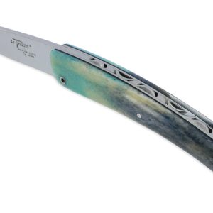 Couteau le Thiers Laguiole Arbalète Plein Manche Os Bleu