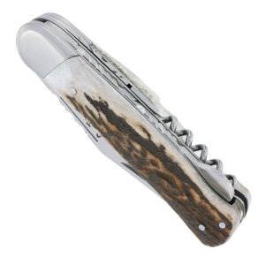 Couteau Pliant Douris-Chastel Le Pionnier Multi Lames 3 Pièces Bois de cerf 11cm
