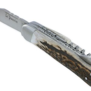 Couteau Pliant Douris-Chastel Le Pionnier Multi Lames 3 Pièces Bois de cerf 11cm