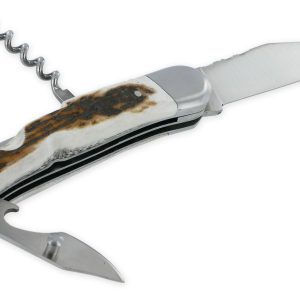 Couteau Pliant Douris-Chastel Le Pionnier Multi Lames 3 Pièces Bois de cerf 11cm
