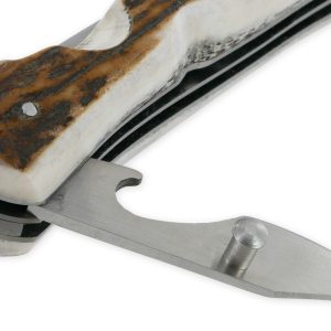 Couteau Pliant Douris-Chastel Le Pionnier Multi Lames 3 Pièces Bois de cerf 11cm