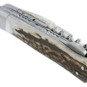 Couteau Pliant Douris-Chastel Le Pionnier Multi Lames 3 Pièces Bois de cerf 11cm