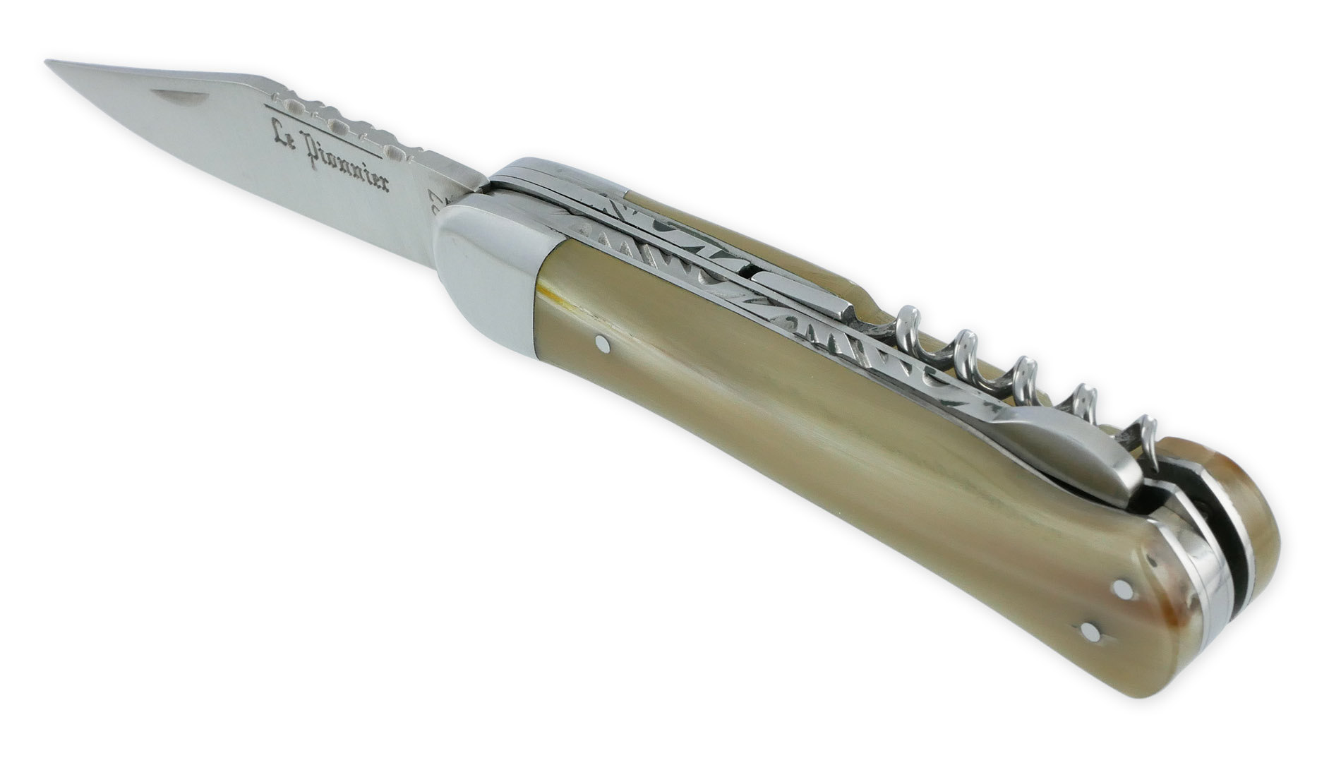 Couteau Pliant Douris-Chastel Le Pionnier Multi Lames 3 Pièces Corne Blonde 11cm