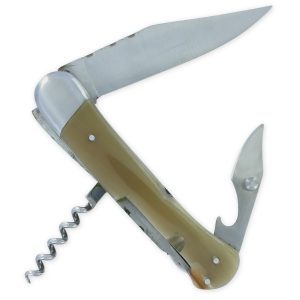 Couteau Pliant Douris-Chastel Le Pionnier Multi Lames 3 Pièces Corne Blonde 11cm