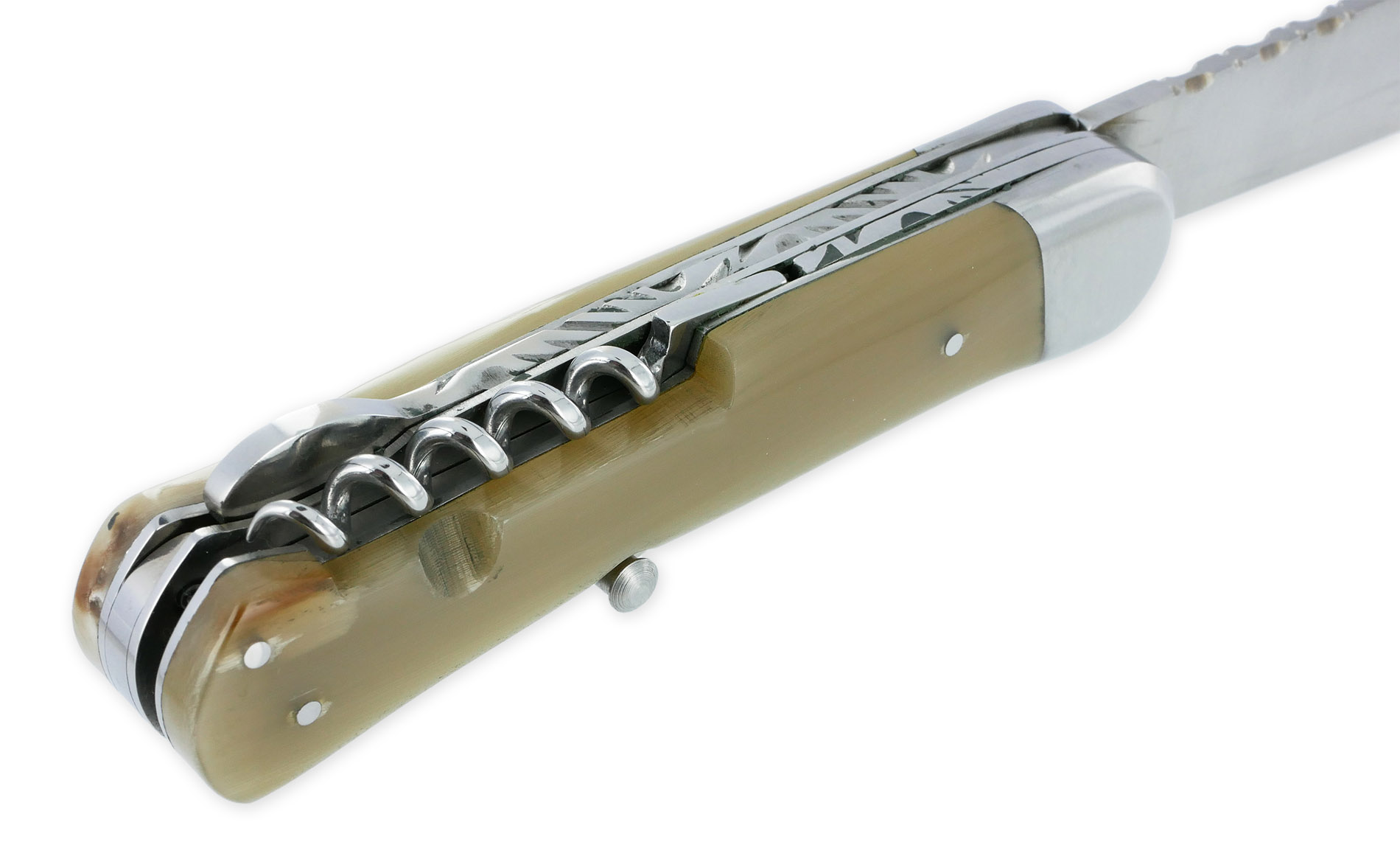 Couteau Pliant Douris-Chastel Le Pionnier Multi Lames 3 Pièces Corne Blonde 11cm