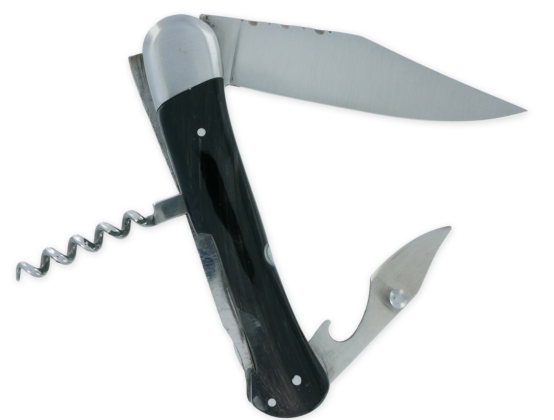 Couteau Pliant Douris-Chastel Le Pionnier Multi Lames 3 Pièces Corne Noire 11cm