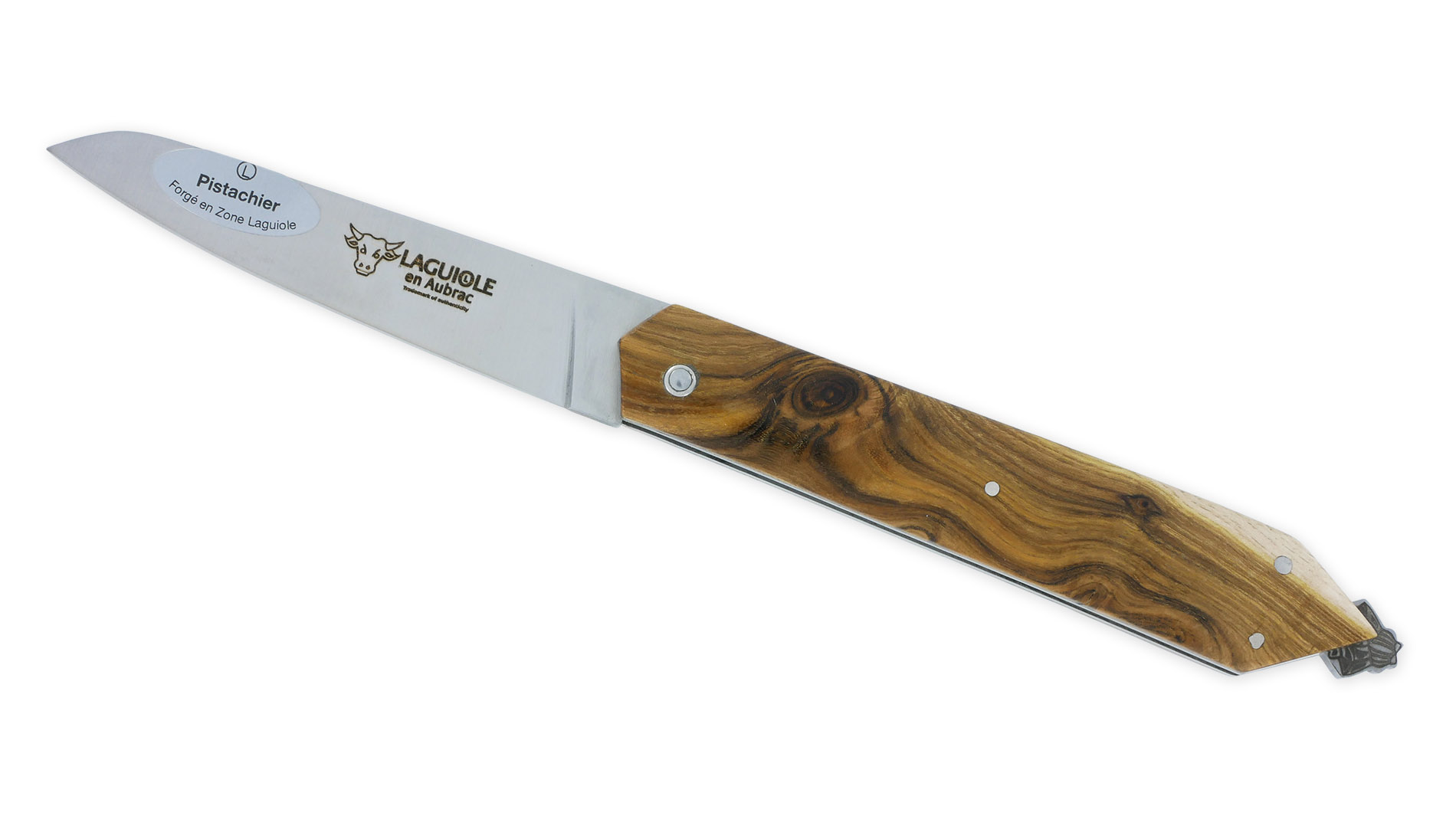 Couteau Pliant Laguiole en Aubrac "Le Bee-Back" en Pistachier Plein Manche Finition Brossé