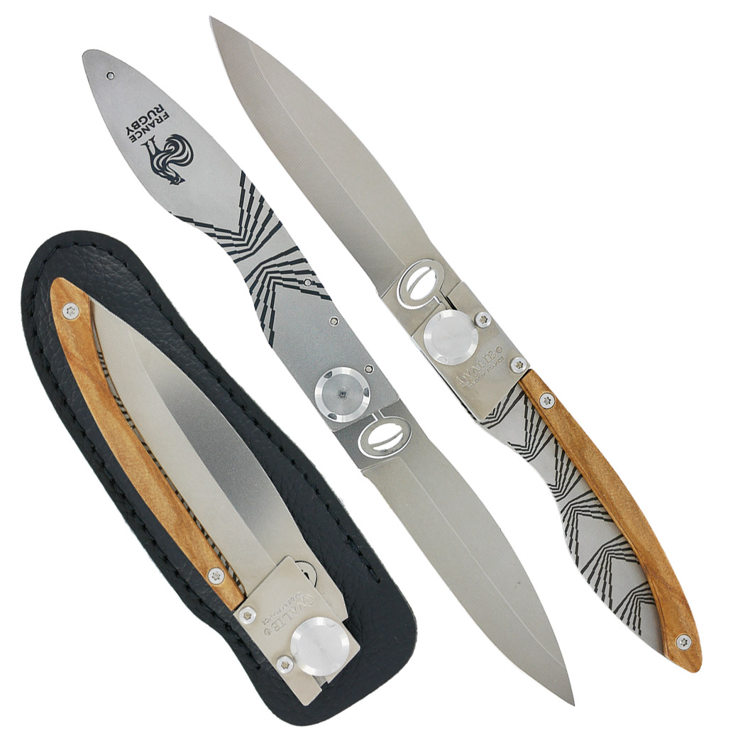 Le Coq Français knife FRANCE RUGBY with Olivewood Handle