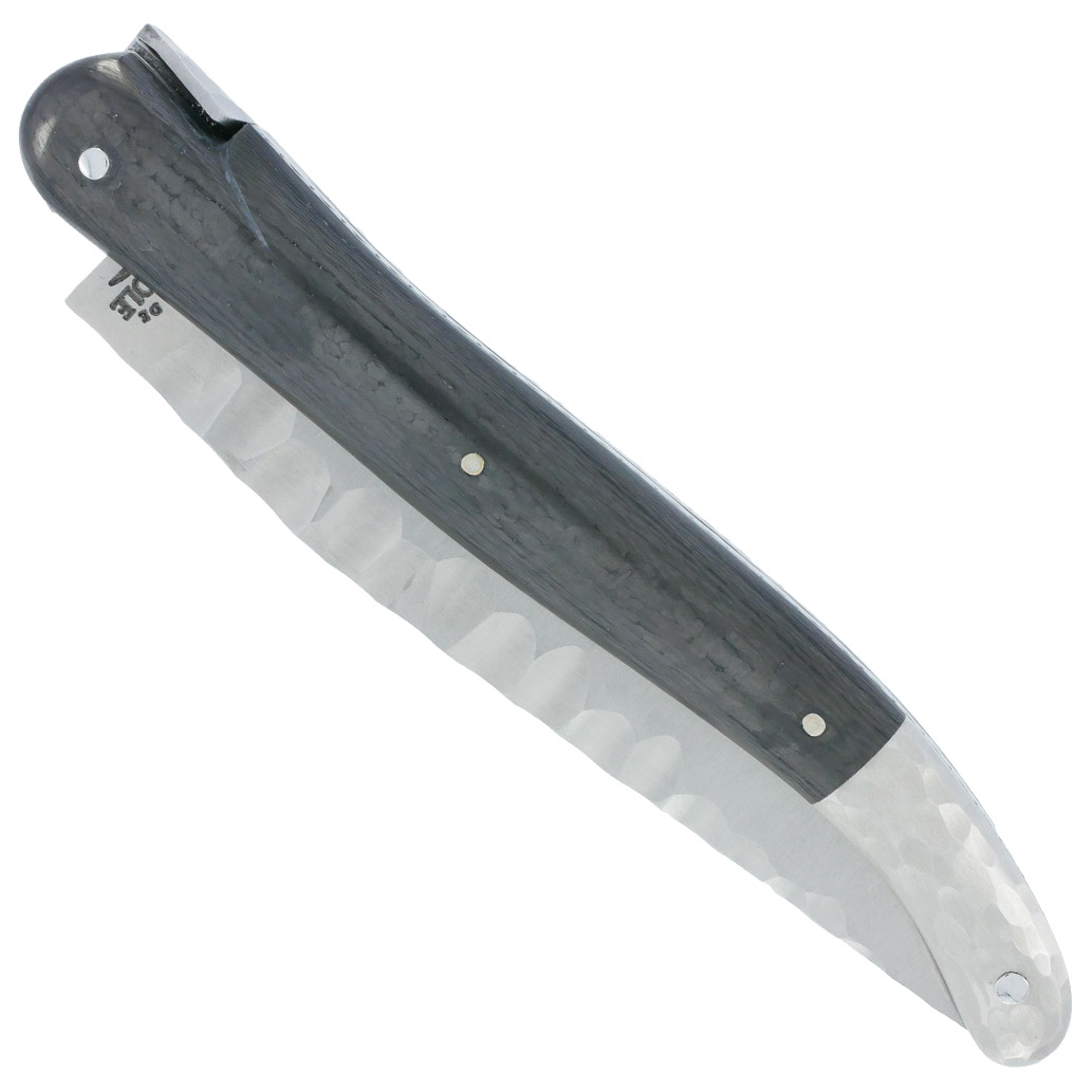 Couteau Prestige Forge de Laguiole Rambaud Mitre Arrière manche Fibre Carbone Double Platines Finition Silex