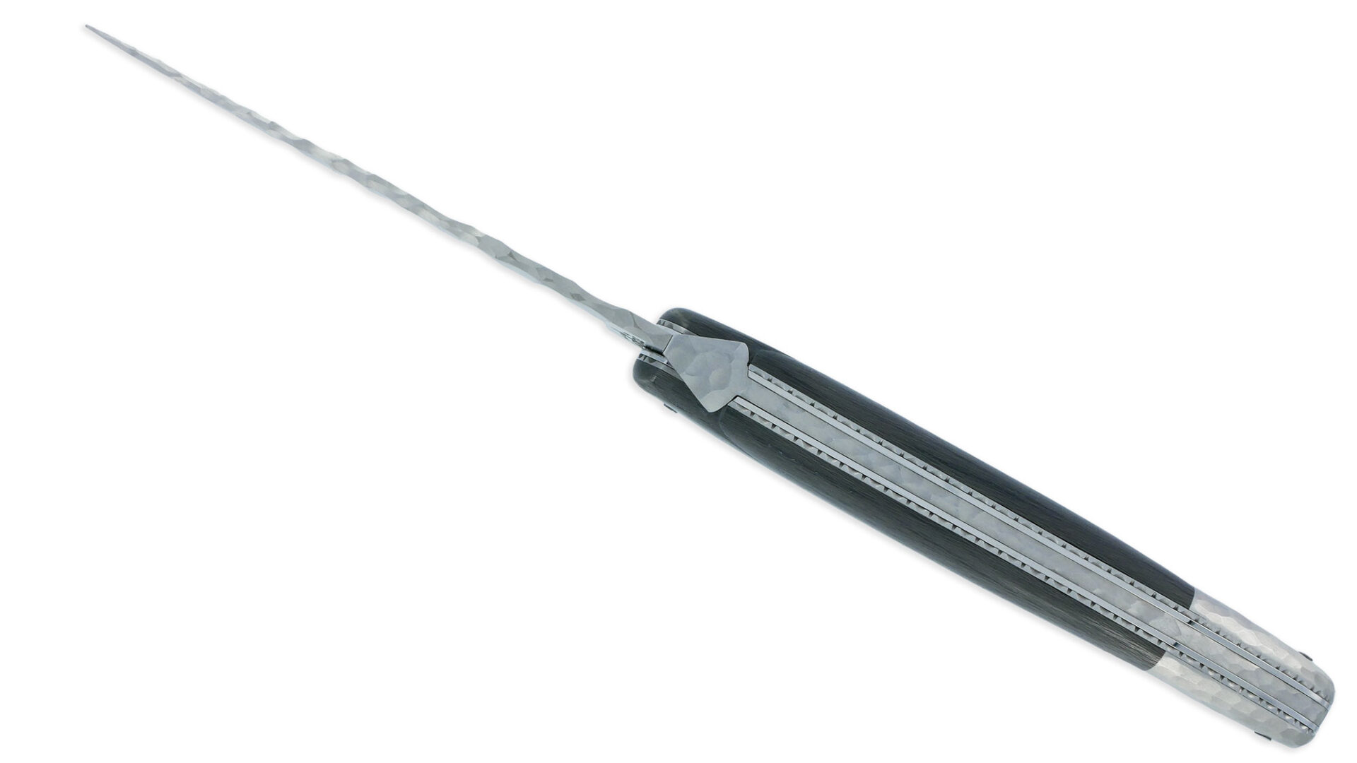 Couteau Prestige Forge de Laguiole Rambaud Mitre Arrière manche Fibre Carbone Double Platines Finition Silex