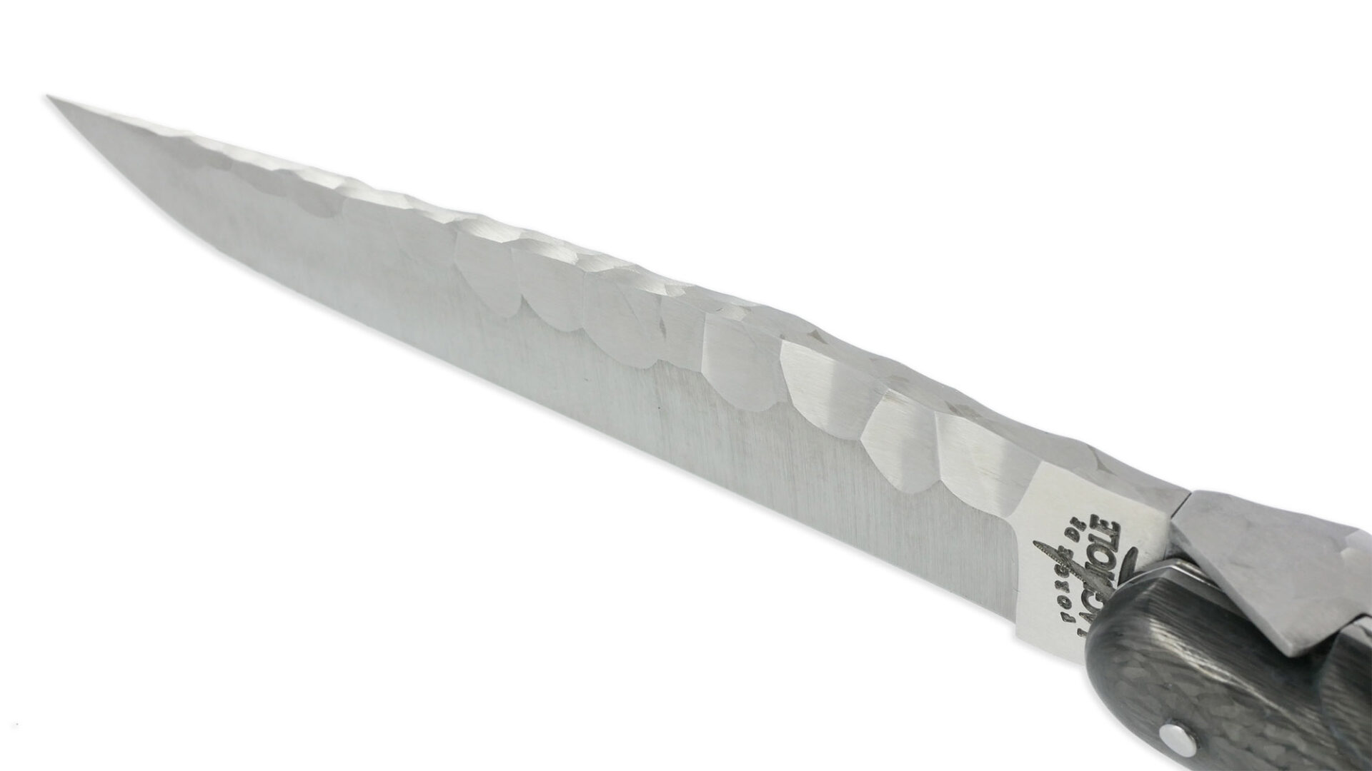 Couteau Prestige Forge de Laguiole Rambaud Mitre Arrière manche Fibre Carbone Double Platines Finition Silex