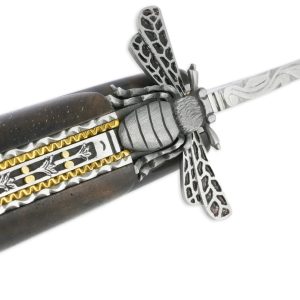 Couteau Prestige Forge de Laguiole Rambaud Plein Manche Double Platines en Noyer Envol de l’Abeille 3D