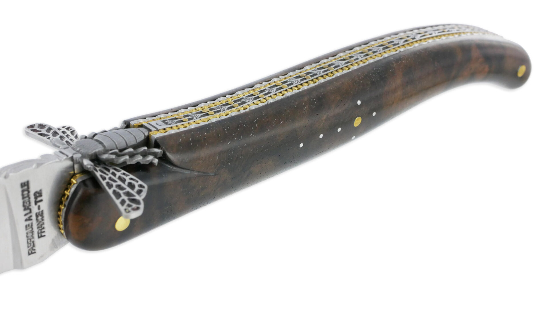 Couteau Prestige Forge de Laguiole Rambaud Plein Manche Double Platines en Noyer Envol de l’Abeille 3D