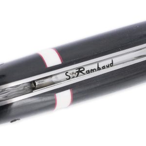 Couteau Prestige Forge de Laguiole Rambaud Plein Manche Ebene insertions bagues os et rouge Lame Damas