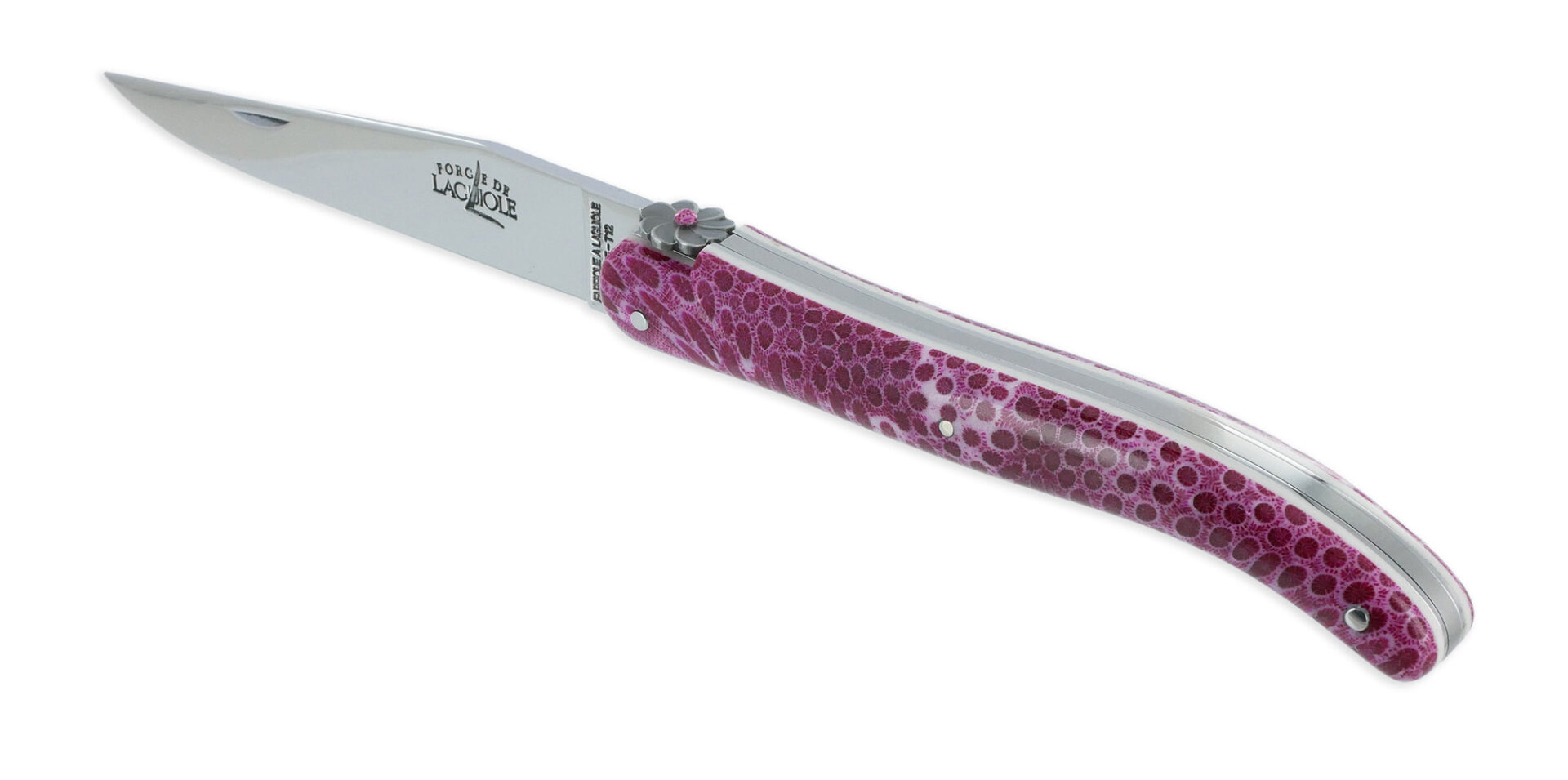 Couteau Prestige Forge de Laguiole Rambaud Plein Manche en Corail Rose 1 Pièce 12 cm
