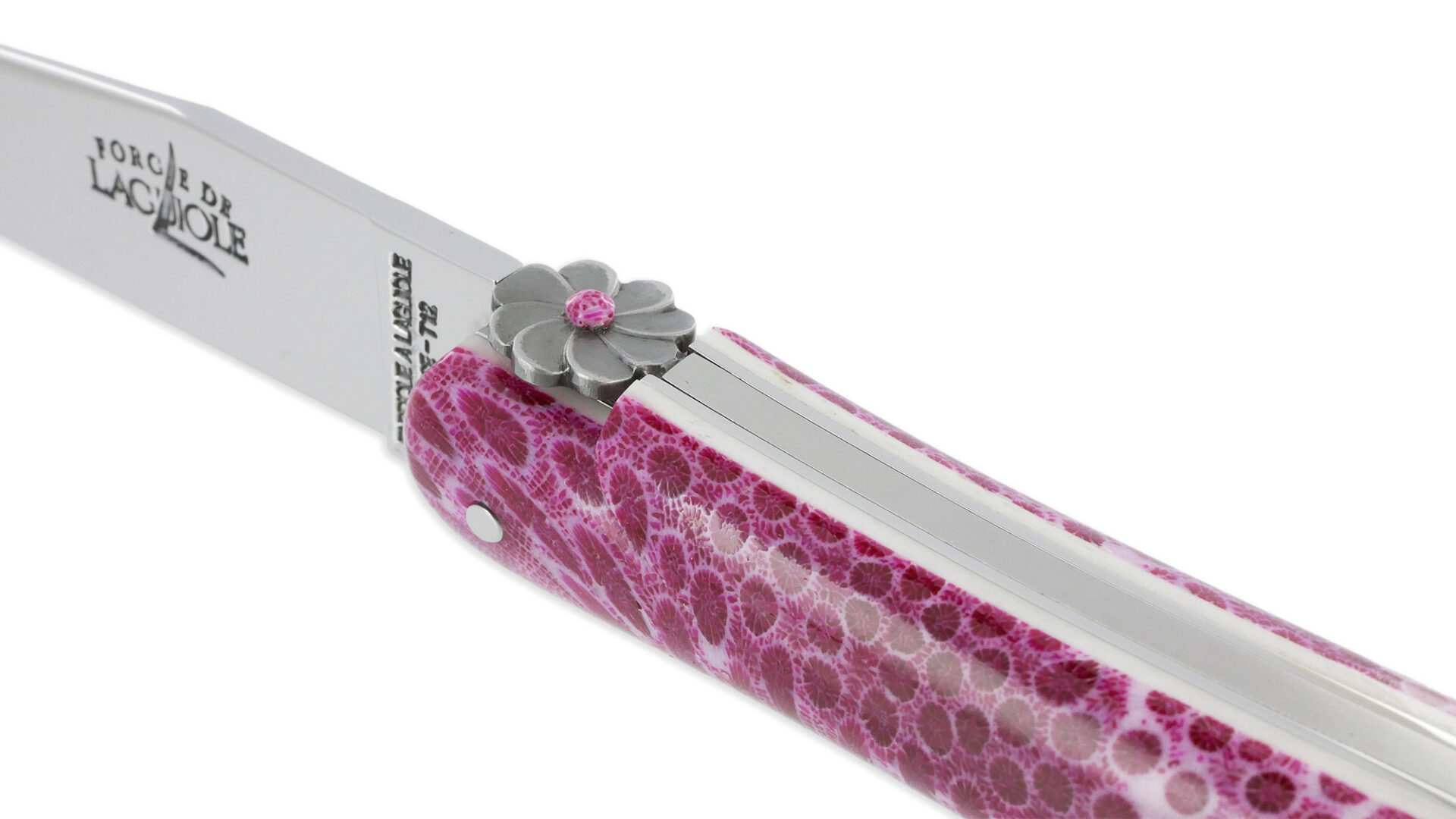 Couteau Prestige Forge de Laguiole Rambaud Plein Manche en Corail Rose 1 Pièce 12 cm