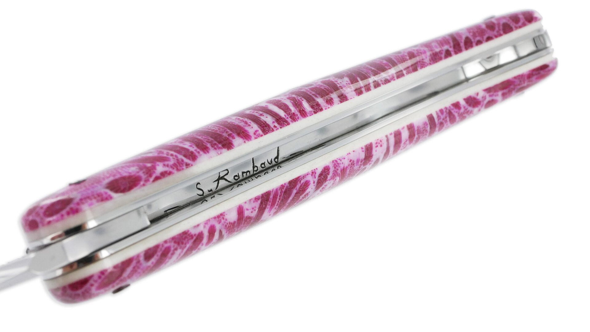 Couteau Prestige Forge de Laguiole Rambaud Plein Manche en Corail Rose 1 Pièce 12 cm