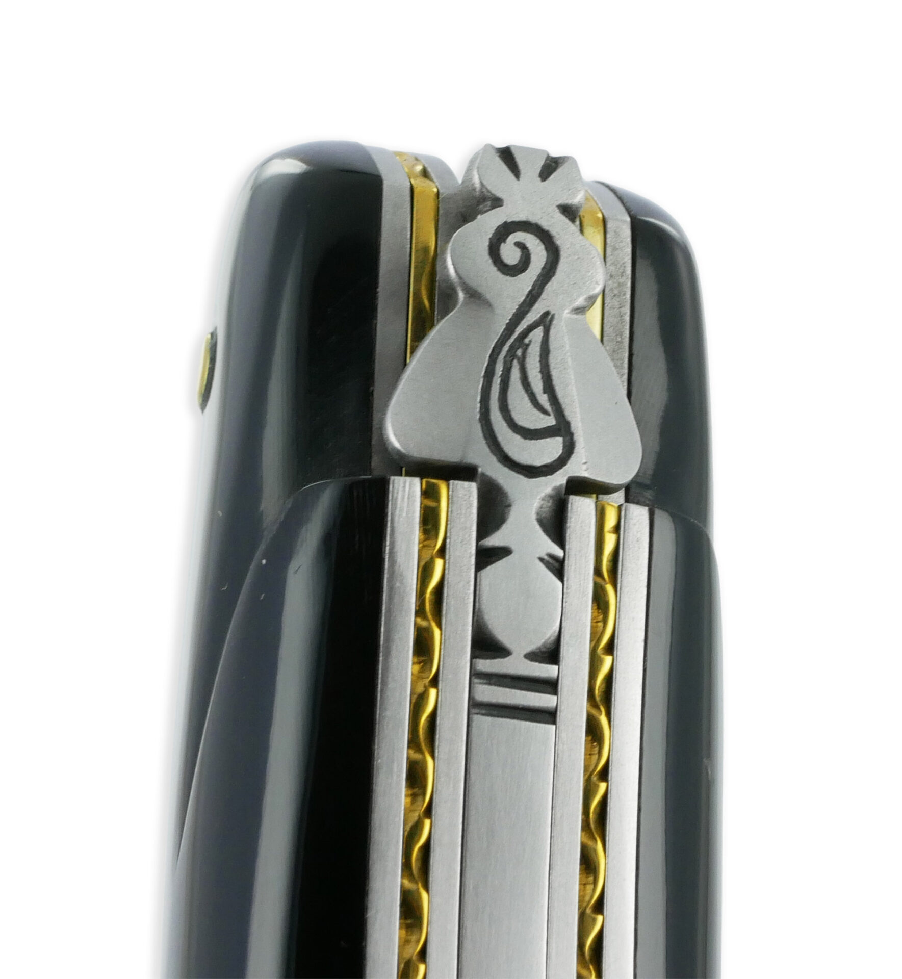 Couteau Prestige Forge de Laguiole Rambaud Plein Manche en Corne Noire Triple Platines