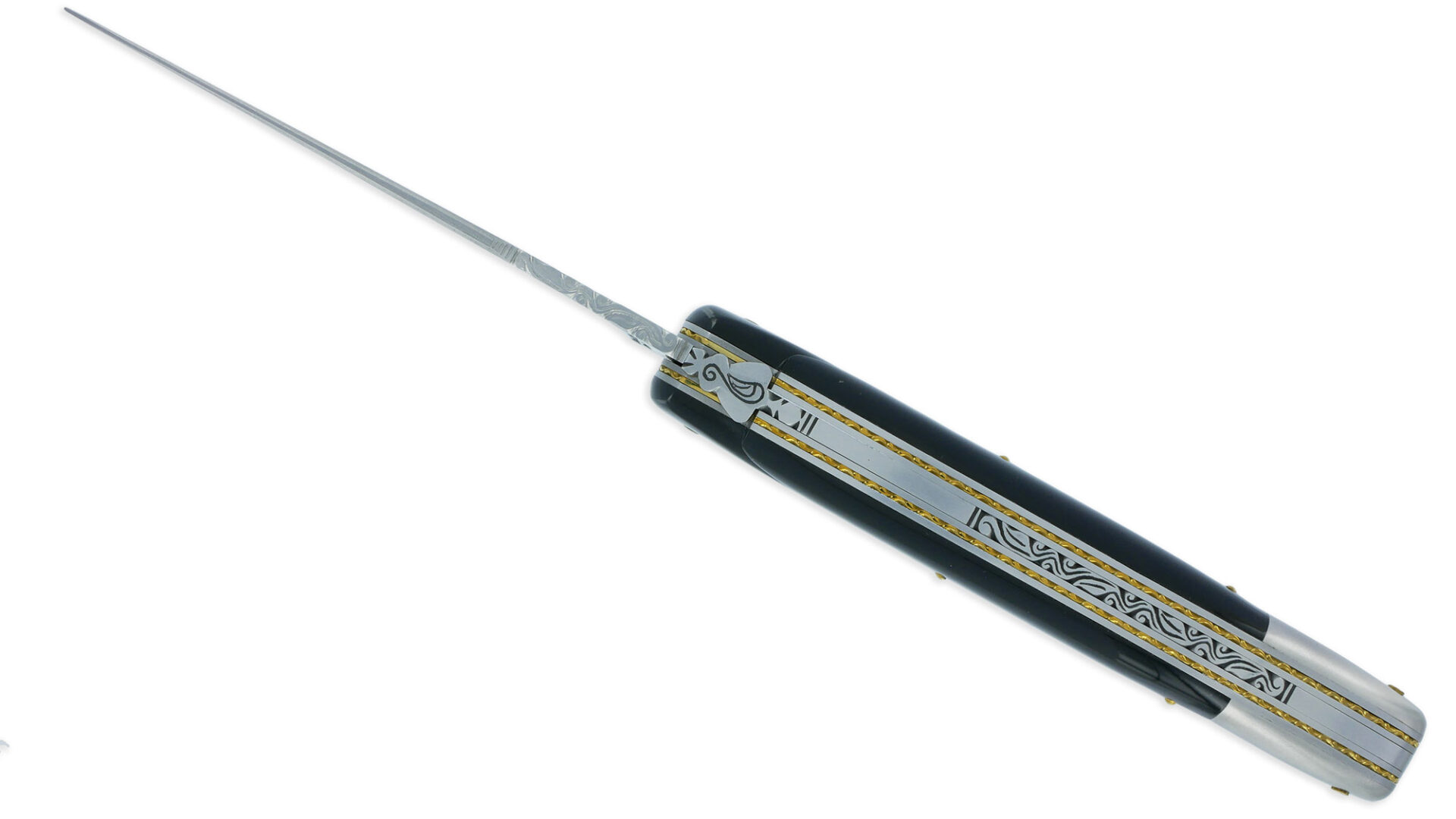 Couteau Prestige Forge de Laguiole Rambaud Plein Manche en Corne Noire Triple Platines