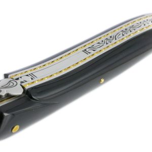 Couteau Prestige Forge de Laguiole Rambaud Plein Manche en Corne Noire Triple Platines