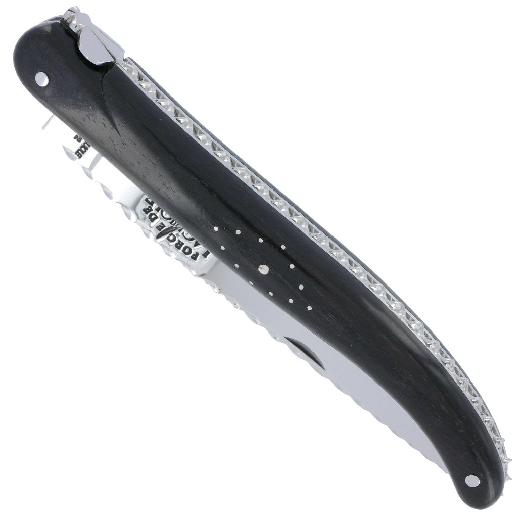 Couteau Prestige Forge de Laguiole Rambaud Plein Manche en Ebène Ressort Torsadé