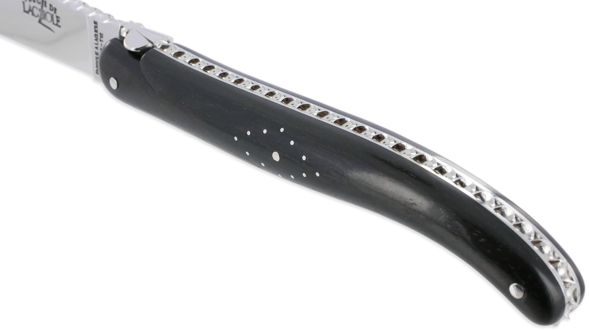 Couteau Prestige Forge de Laguiole Rambaud Plein Manche en Ebène Ressort Torsadé
