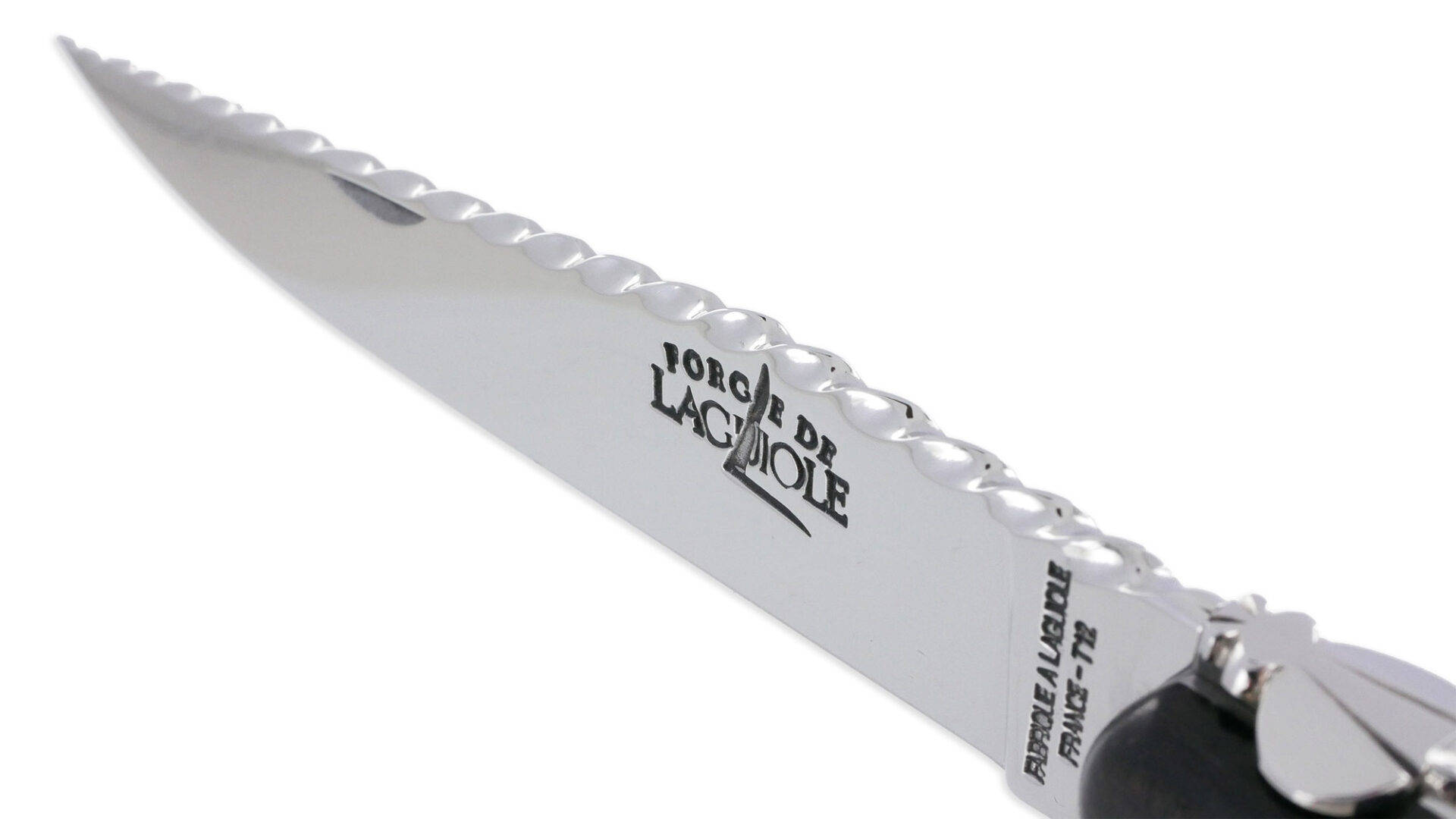 Couteau Prestige Forge de Laguiole Rambaud Plein Manche en Ebène Ressort Torsadé