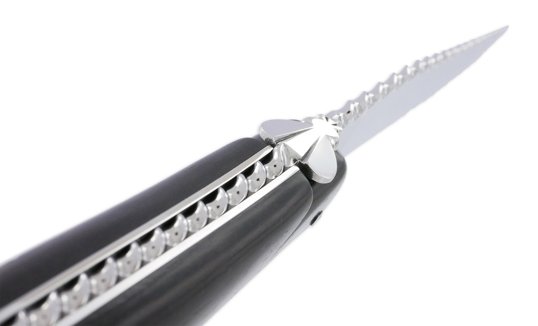 Couteau Prestige Forge de Laguiole Rambaud Plein Manche en Ebène Ressort Torsadé