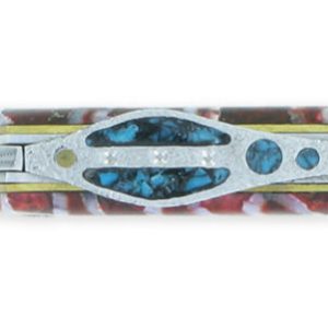 Couteau Prestige Laguiole Arbalète Le Joyaux de la Couronne Manche en Molaire de Mammouth Rouge 1 Mitre Damas 1 Pièce 12cm