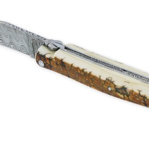 Couteau Prestige Laguiole Arbalète Manche en Ivoire de Mammouth 1 Mitre Damas 1 Pièce 12cm
