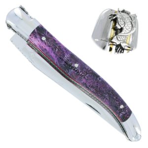 Couteau Prestige Laguiole David Dauvillaire Carpe Koi Manche Corail Violet 1 Pièce 12 cm