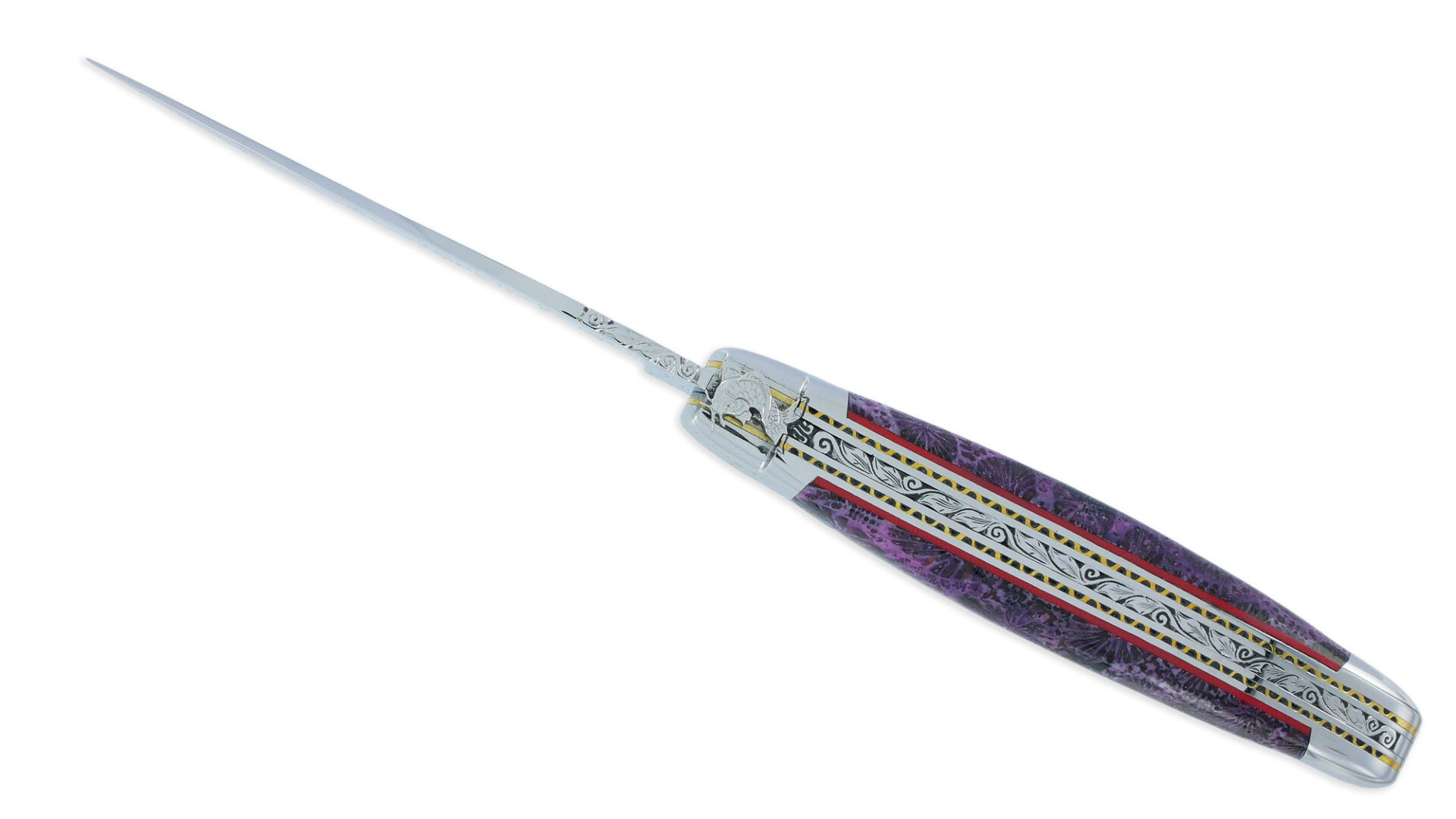 Couteau Prestige Laguiole David Dauvillaire Carpe Koi Manche Corail Violet 1 Pièce 12 cm