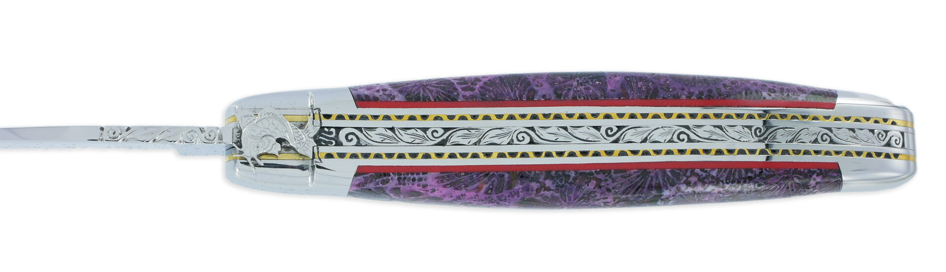 Couteau Prestige Laguiole David Dauvillaire Carpe Koi Manche Corail Violet 1 Pièce 12 cm
